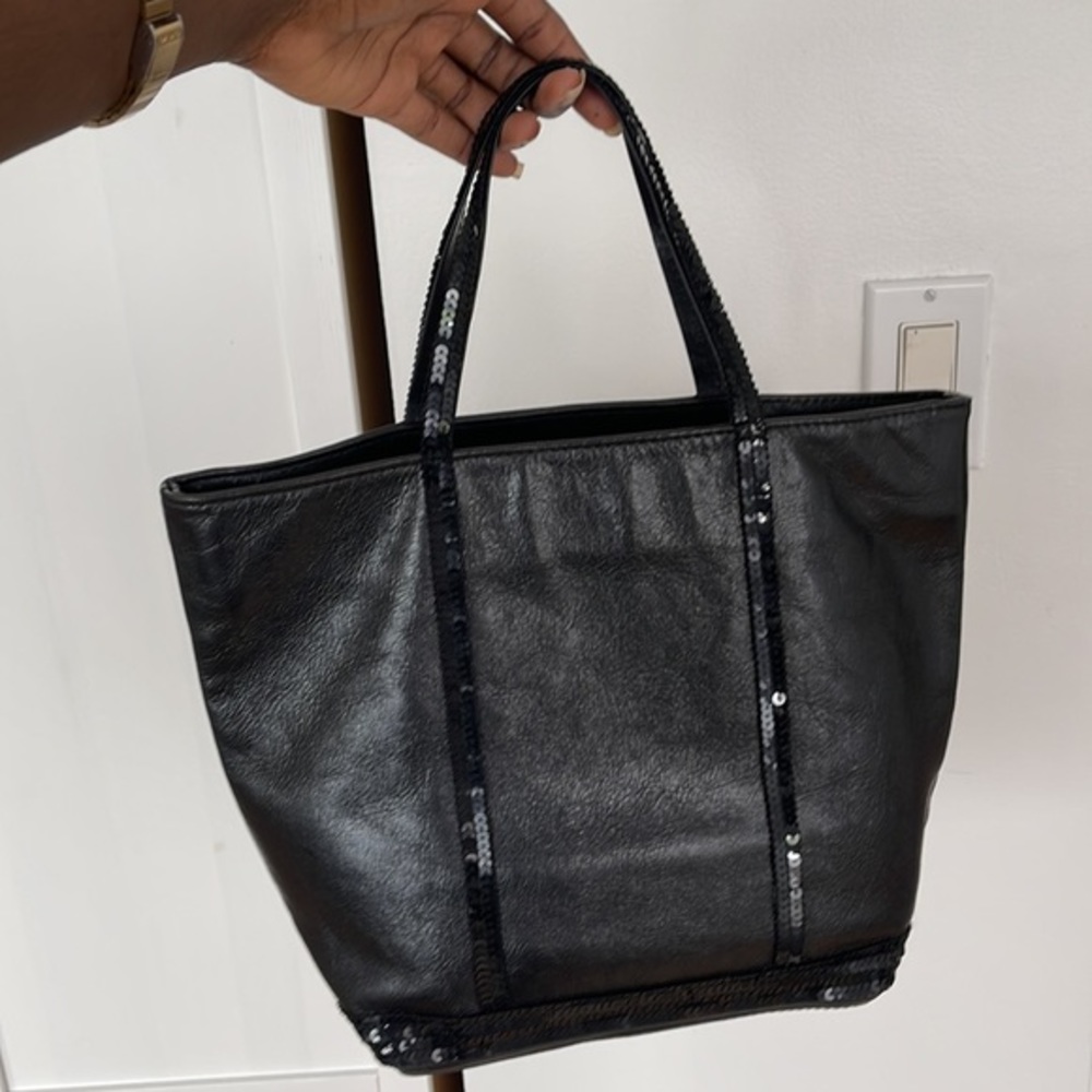 VANESSA BRUNO SMALL BLACK LEATHER CABAS